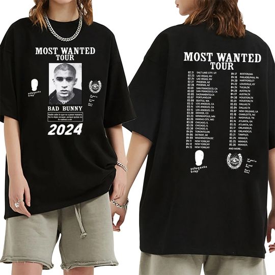 Bad Bunny T Shirt Most Wanted Tour 2024