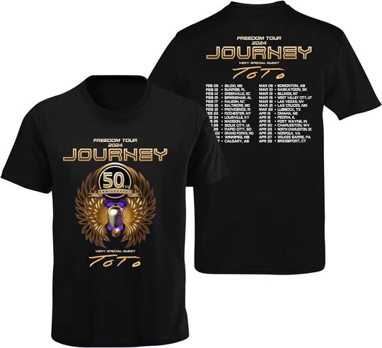 Journey 2024 Freedom Tour 50th Anniversary Concert T-Shirt