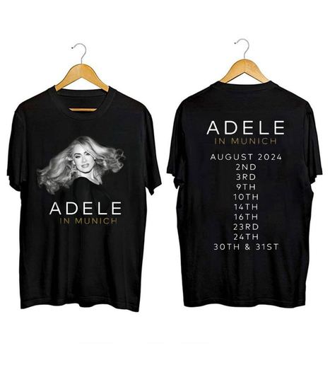 Adele In Munich August 2024 Music Tour Black T-Shirt Gift Fans
