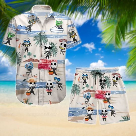 Jack Skellington Disney Hawaiian Shirt And Shorts, Disney Aloha Set