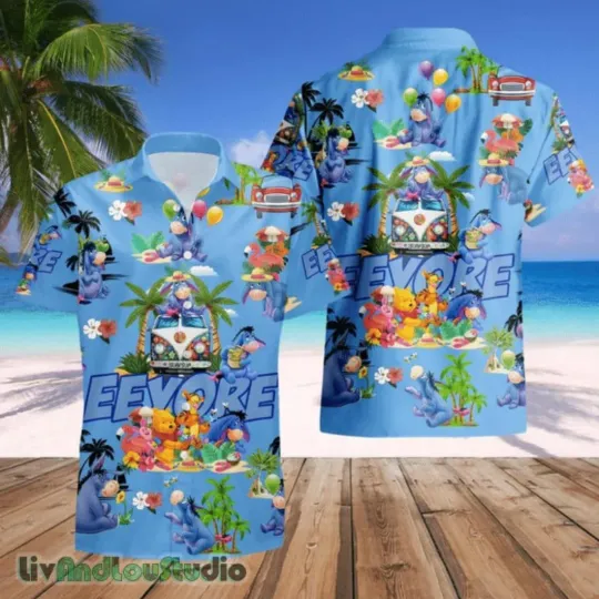 Disney Eeyore Hawaiian Shirts Disney Winnie the Pooh Beach Shirts