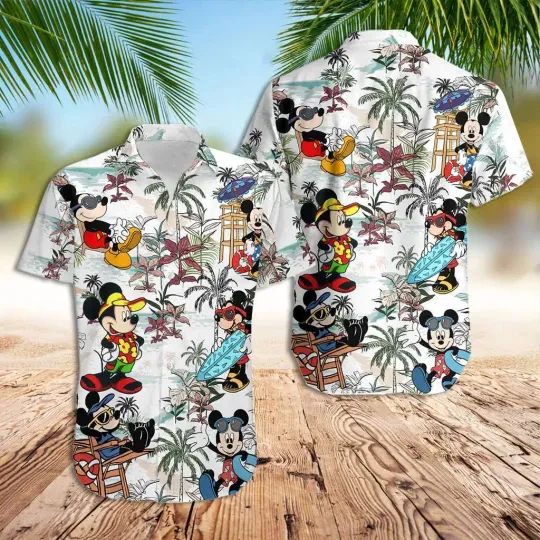 Mickey Mouse Hawaiian Shirt Disney Casual Beach Shirt