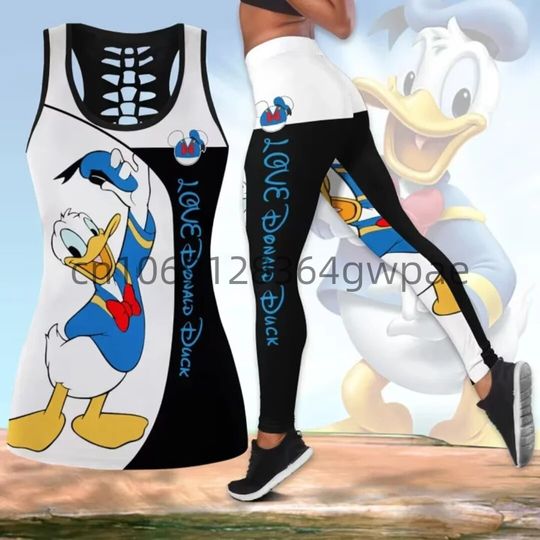 Disney Donald Duck Women Cutout Tank Top Leggings Yoga Set