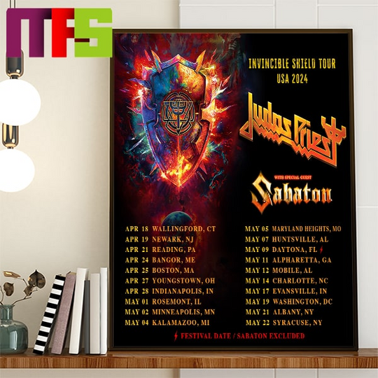 Judas Priest Invincible Shield Tour USA 2024 Tour Poster Gift Fans Music