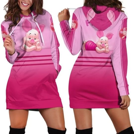 2024 Disney Winnie the Pooh Piglet Hoodie Dress, Disney Hoodie Dress