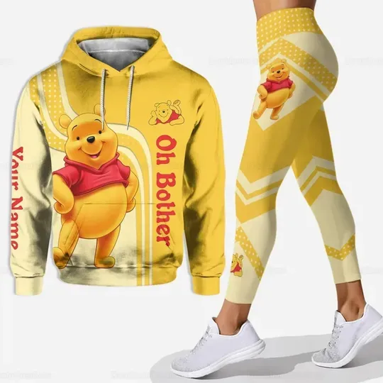Winnie the Pooh 3D Hoodie Yoga Pants Set Disney Yoga Leggings
