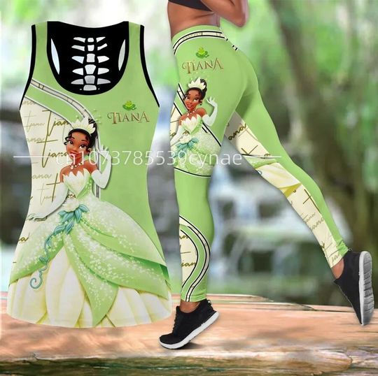Disney Princess Tiana Women's Book Hollow Leggings Yoga Set