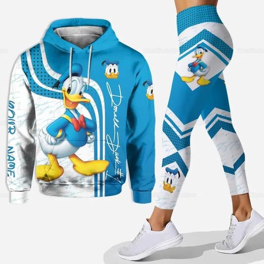 Personalized Disney Donald Duck 3D Hoodie Yoga Pants Set