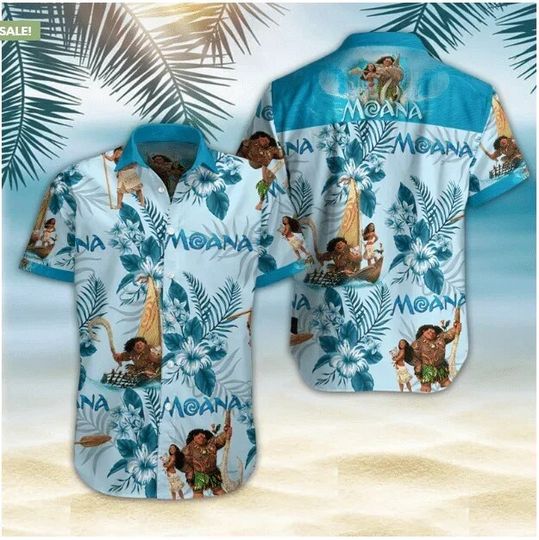 Moana and Maui Disney Hawaiian Shirt Disneyland Trip Hawaiian
