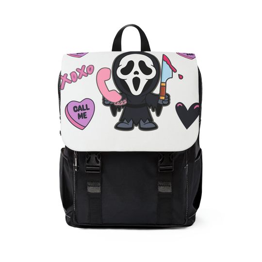 Scary Face Unisex Casual Shoulder Backpack