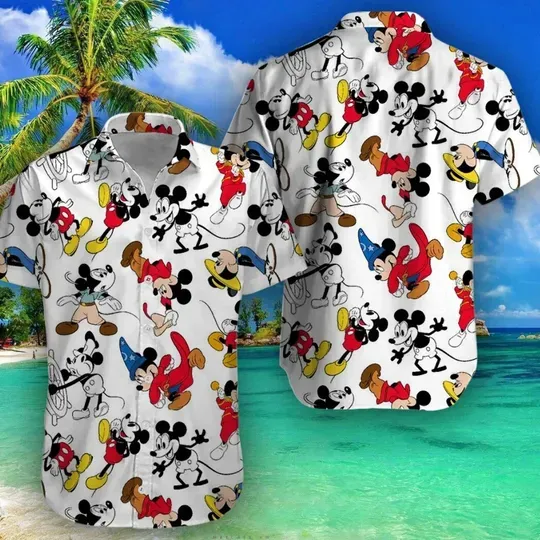 Mickey Minnie Comic Book Hawaiian Shirts