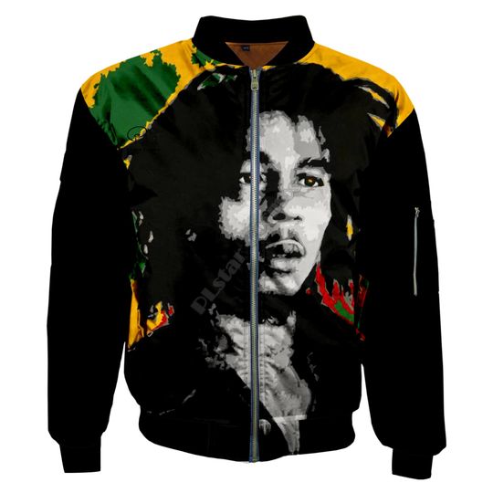 Reggae Bob Marley Hip Hop Bomber Jackets, Bob Marley Bomber Jackets