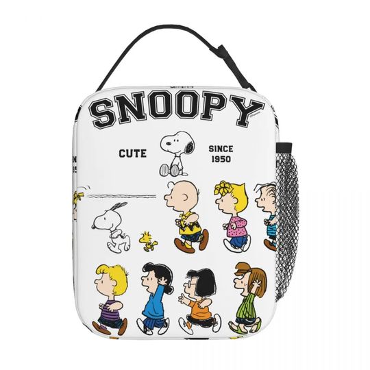 Snoopy Cartoon The Gang Moving Forward Insulated Lunch Bag, Snoopy Lunch Bag