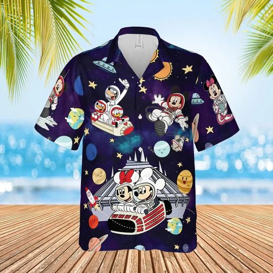 Disney Mickey and Friends Space Mountain Vintage Hawaiian Shirt