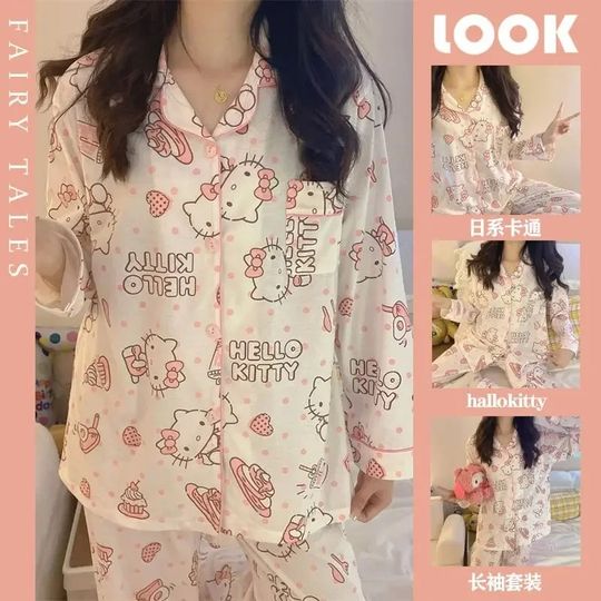 New Japanese ins wind Hello Kitty pajamas women, Hello Kitty Pajama