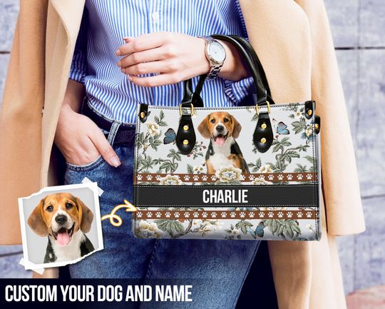 Personalized Dog Leather Bag, Dog Lover Handbag