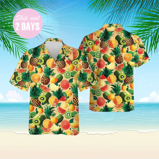 Summer Fruit Hawaiian Shirt, Fruits Aloha Shirt