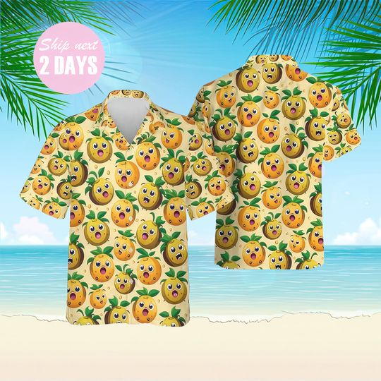 Vintage Fruit Hawaiian Shirt, Fruits Aloha Shirt