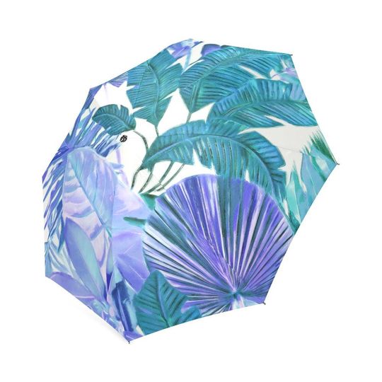 Tropical Leaf Blue Umbrella
