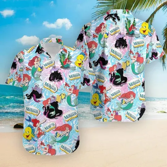 Disney Princess Cartoon Hawaiian Shirt Casual Beach Shirt