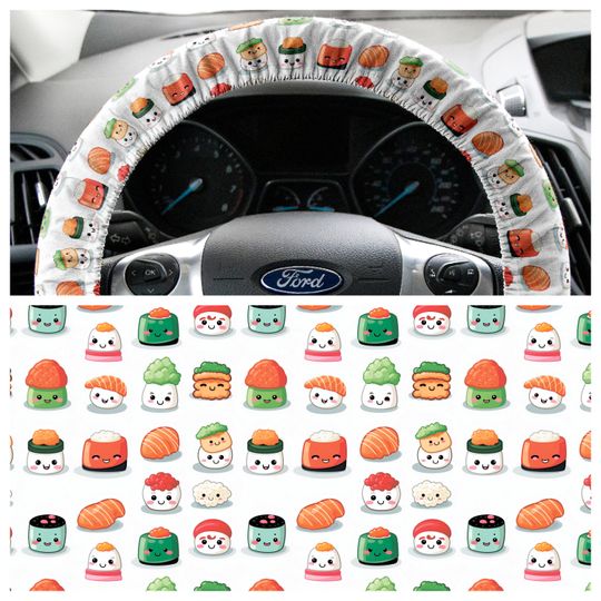 Cute Kawaii Sushi Steering Wheel Cover, Japan Art Car Accessories