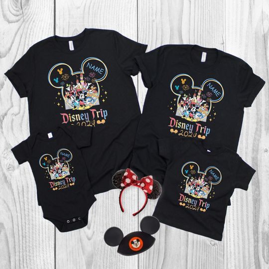 Personalized Disney Trip 2024 Mickey And Friends Disney T-Shirt, Disney Family Matching T-Shirt
