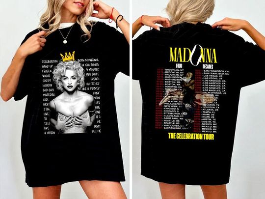 Madonna The Celebration Tour Four Decades Music Tour 2024 Two-Sided TShirt
