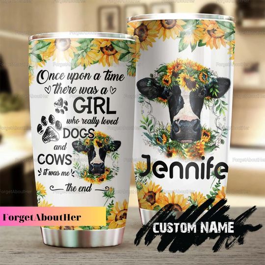 Girl Love Dogs And Cows Lover Tumbler, Personalized Tumbler