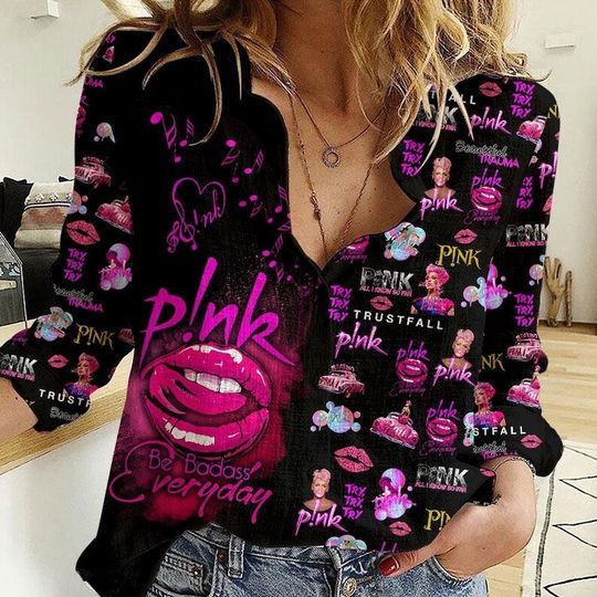 P!nk Pink Singer Women Casual Shirt, Music Women Blouses