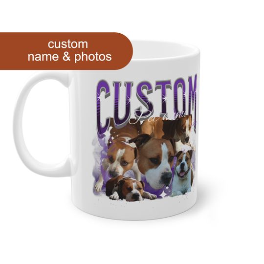 Custom your 90's Pets Bootleg Coffee Mug Vintage Photo Cup