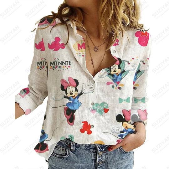 Casual Shirts Tops Disney Mickey Casual Work Wear Blouses