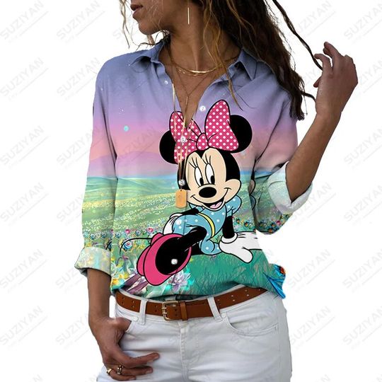 Disney Minnie Women Blouse Elegant Women Shirt
