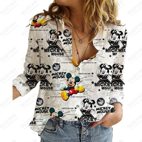 Casual Collar Button Casual Shirt Disney