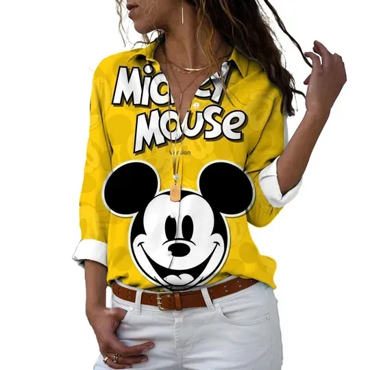 Fall Blouse Disney Mickey Mouse Pattern Shirt