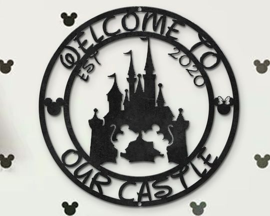Personalized Welcome Disney Metal Sign, Mickey Family Metal Sign