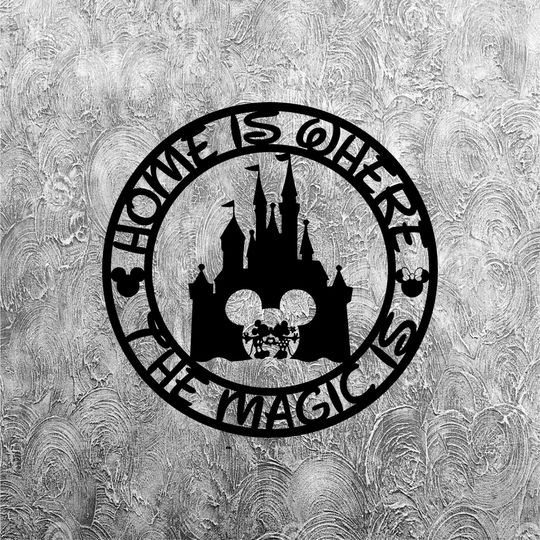 Disney Mickey Castle Metal Sign, Custom Family Room Sign, Disney Home Entrance Decor