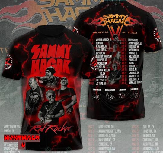 Red Rocker Sammy Hagar 2024 Tour The Best Of All World 3D T-Shirt