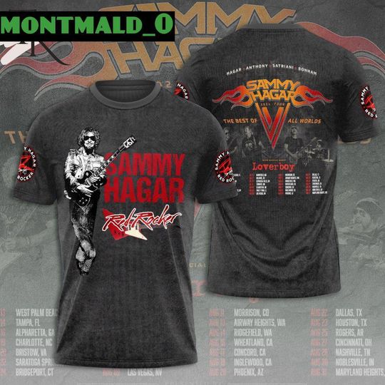 Hagar Anthony Satriani Bonham Red Rocker Sammy Hagar 2024 Tour 3D Shirt
