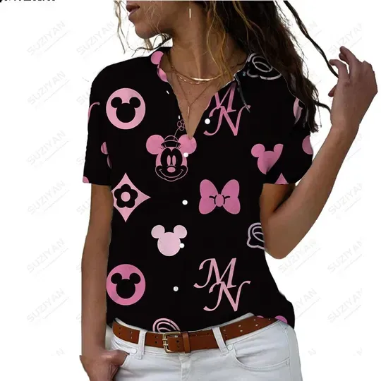 Disney Minnie Pattern Women's Short Sleeve Shirt