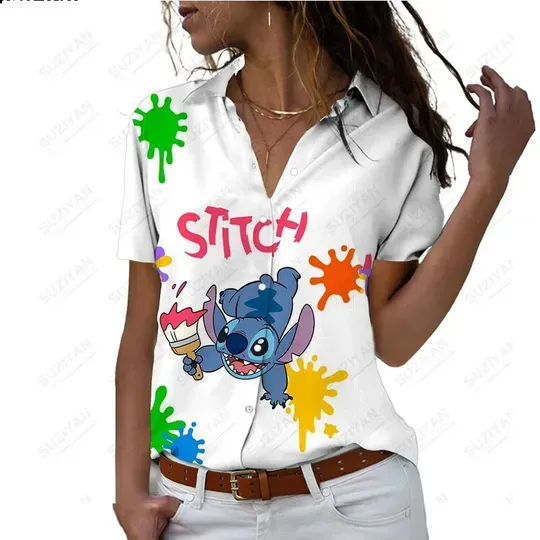 Spring Disney Stitch Women's Short Sleeve Shirt