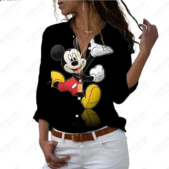 Disney Mickey Casual Cute Shirt Women's Long Sleeve Shirt