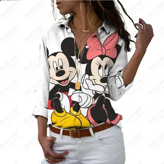 Disney Girls' Shirt Mickey Minnie Simple Women's Blouses