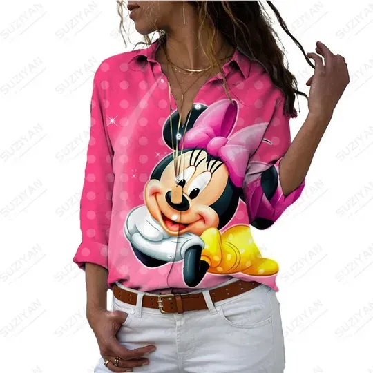 Disney Girls' Shirt Cartoon Minnie Simple Women's Blouses