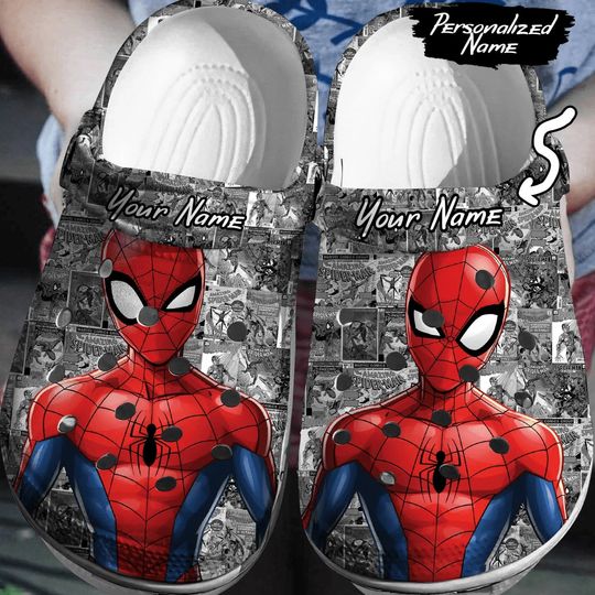 Personalized Spiderman Movie Cartoon Clogs, Spiderman Summer Shoes, Spiderman Fan Gift