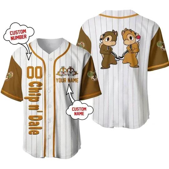 Disney Chip And Dale Striped Brown Baseball Jersey