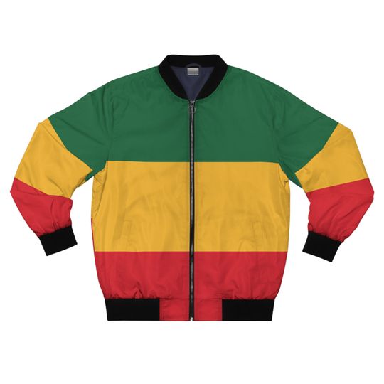 Reggae Men's Bomber Jacket, Green Yellow Red Men's Bomber Jacket