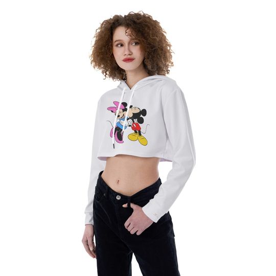 women's Disney Mickey & Minnie Mouse crop top hoodie