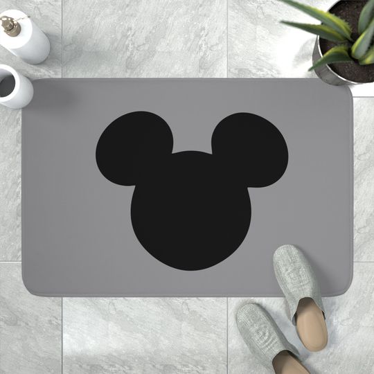 Gray Memory Foam Bath Mat / Mickey / Disney Inspired Home Decor