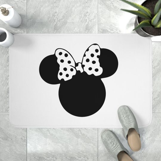 Black & White Memory Foam Bath Mat / Minnie / Disney Inspired Home Decor