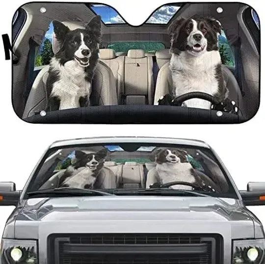 Border Collie Happy Couple Driving Sunshade for Car Windshield